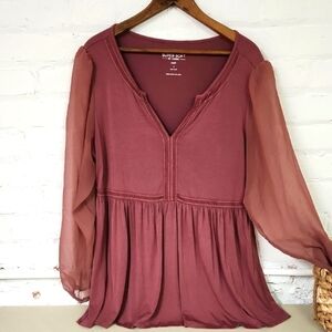 Women's Mauve Top with Sheer Sleeves Torrid Size 1X
